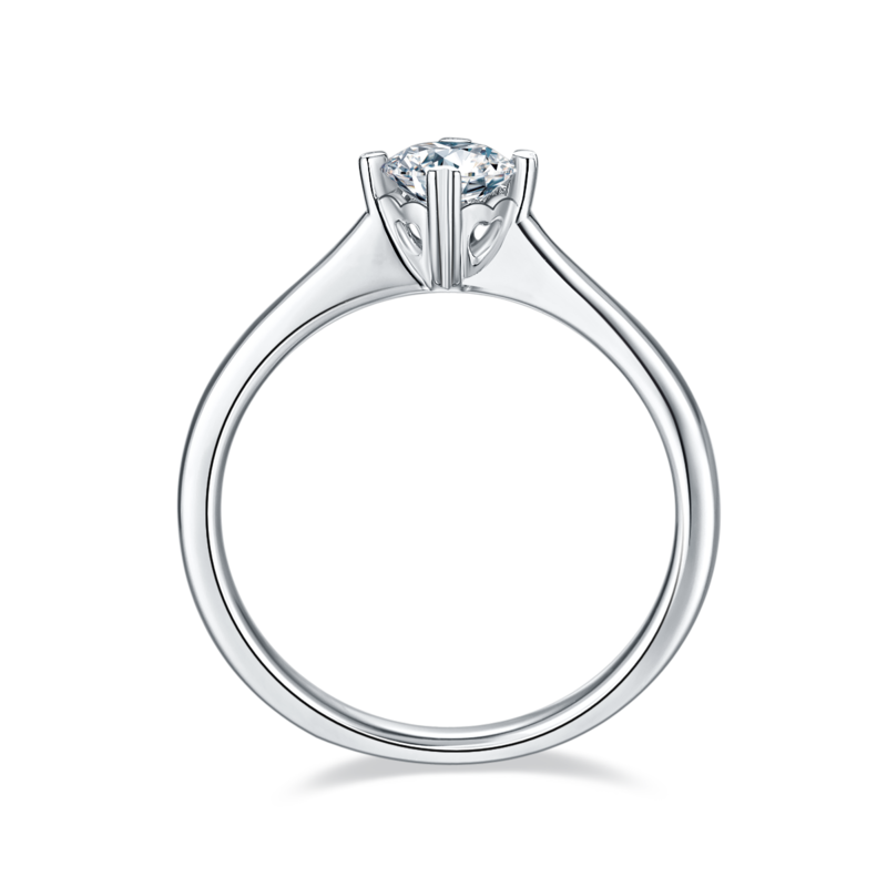直臂心心相印S925银镀白金MoissaniteWomen's Ring50分D级
